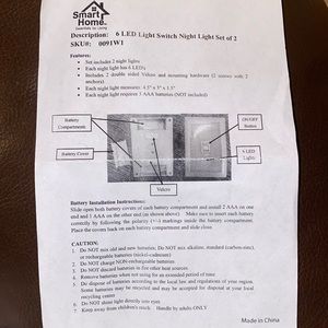 6 LED Light Switch Night Set of 2